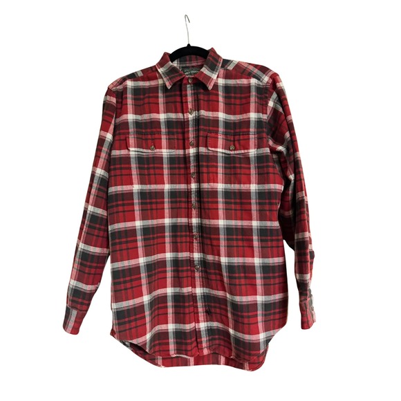 Vintage Polo Country Ralph Lauren Mens Plaid Flannel Shirt Red Black White Med
